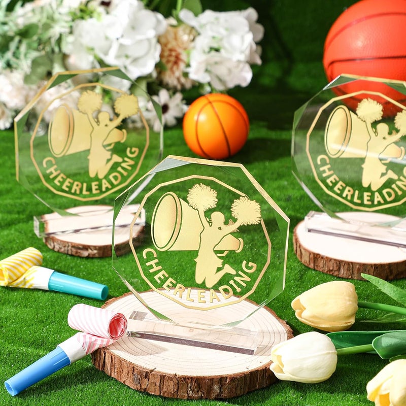 Anglechic 6 Pack Sports Trophy Acrylic Award Medals 4.72 x 4.72 Inch Sports Contest Trophies Bulk Plaques Team Prize Gift Trophies for Competition - Image 4